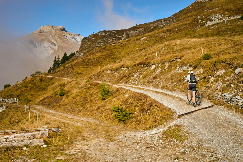 Im Schlussanstieg zum Bikedepot mit Blick auf den Flimserstein